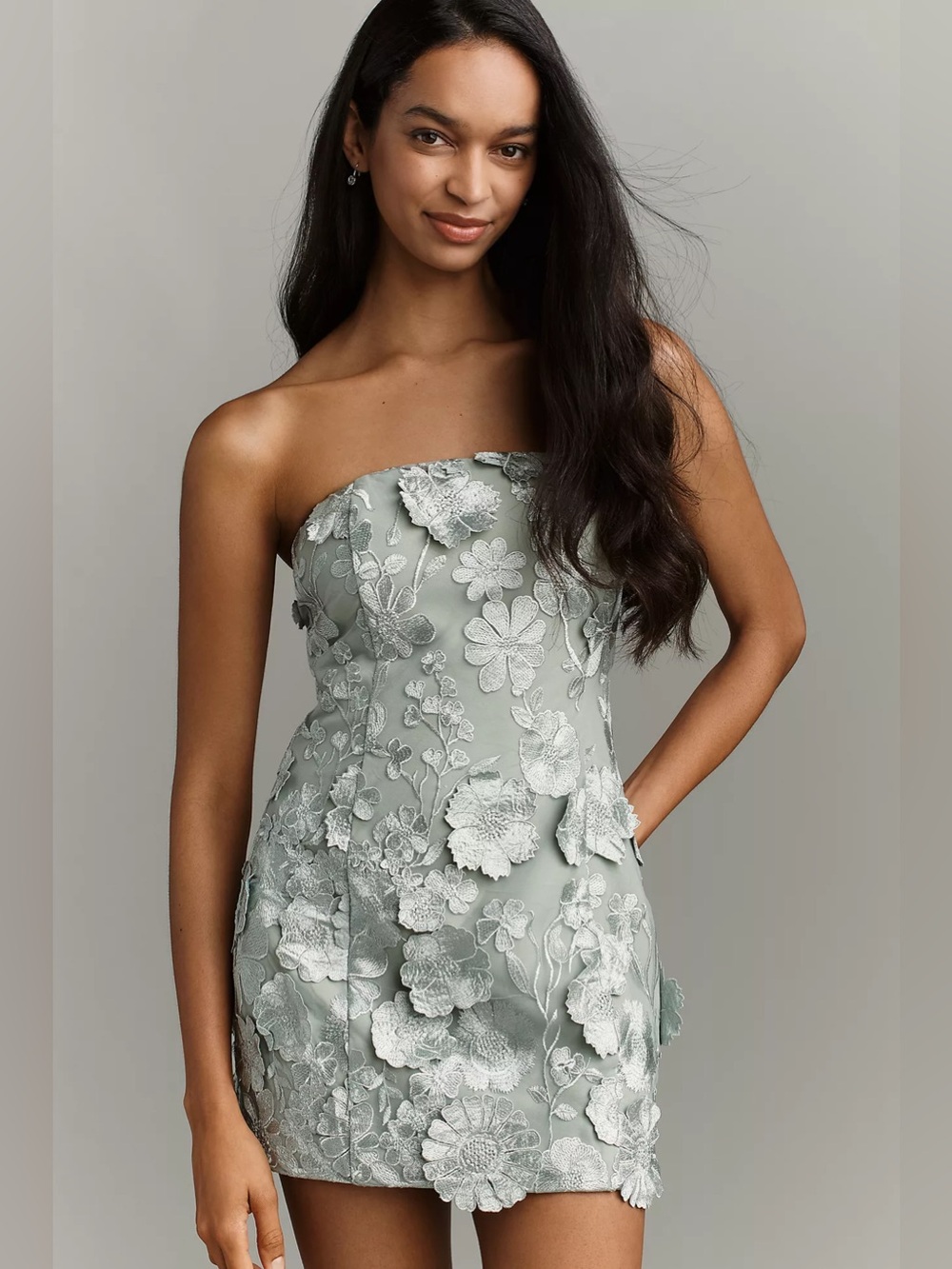 nwt Endless Rose Strapless Floral Embroidered Mini Dress sz xsp